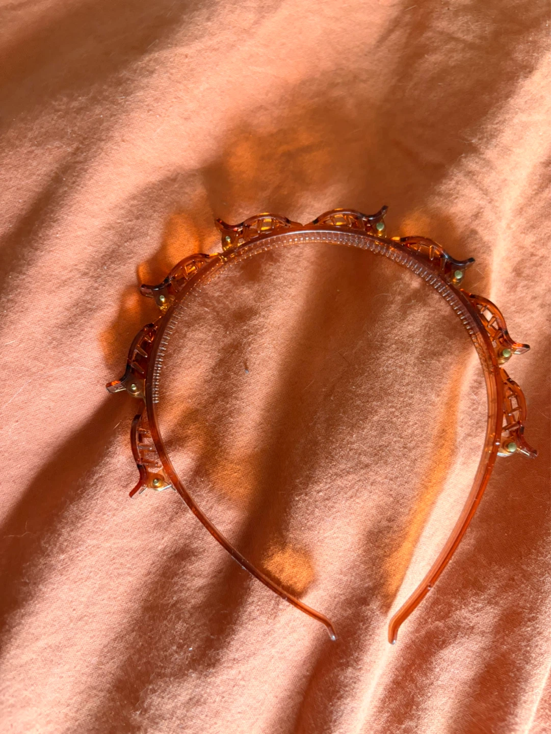 Brown Plastic Headband with Clips