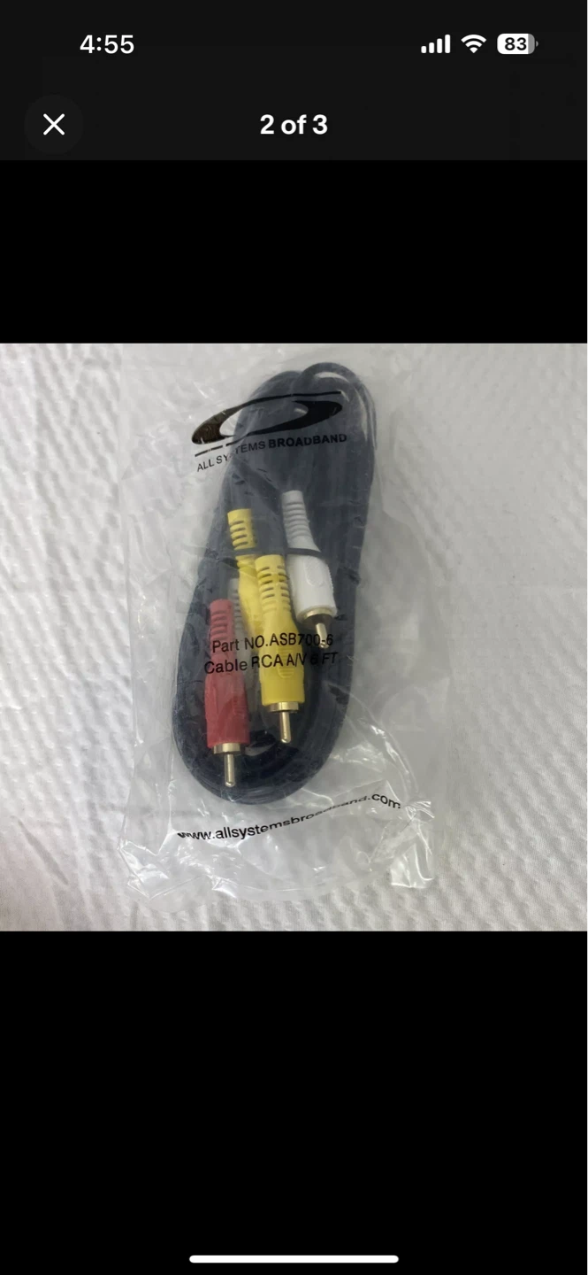 AV Cable NEW All Systems Broadband RCA 6FT Cable - photo 2