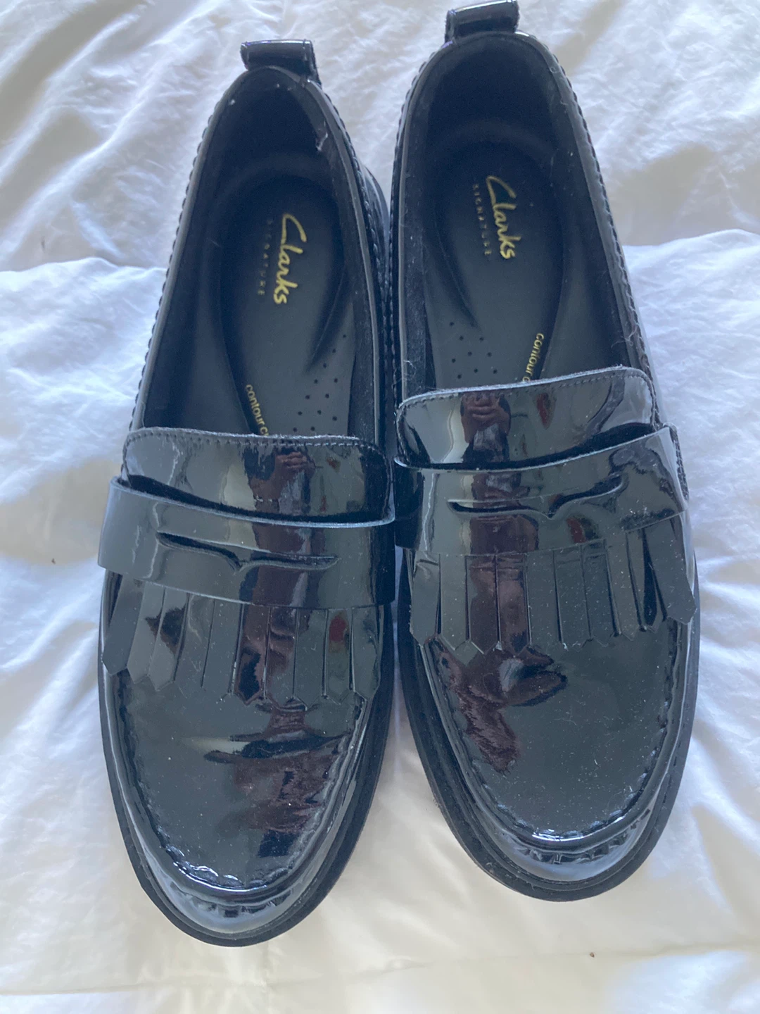 Clarks Black Patent Loafers
