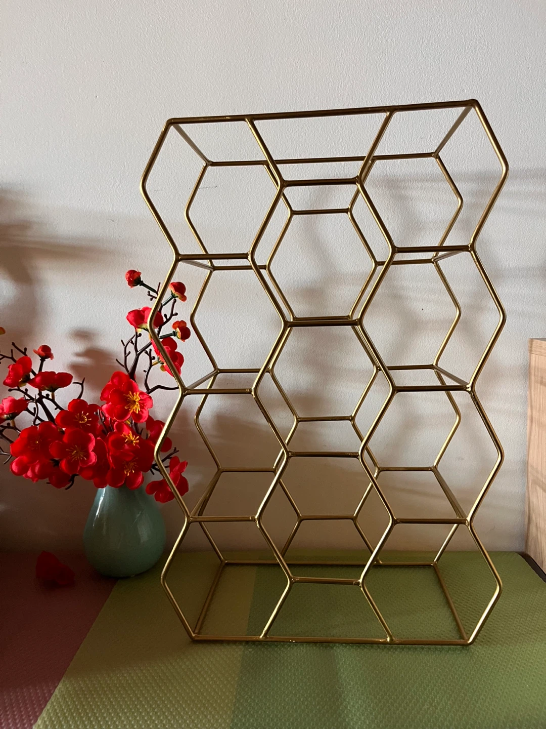 Honeycomb Wine Rack - Gold Metal