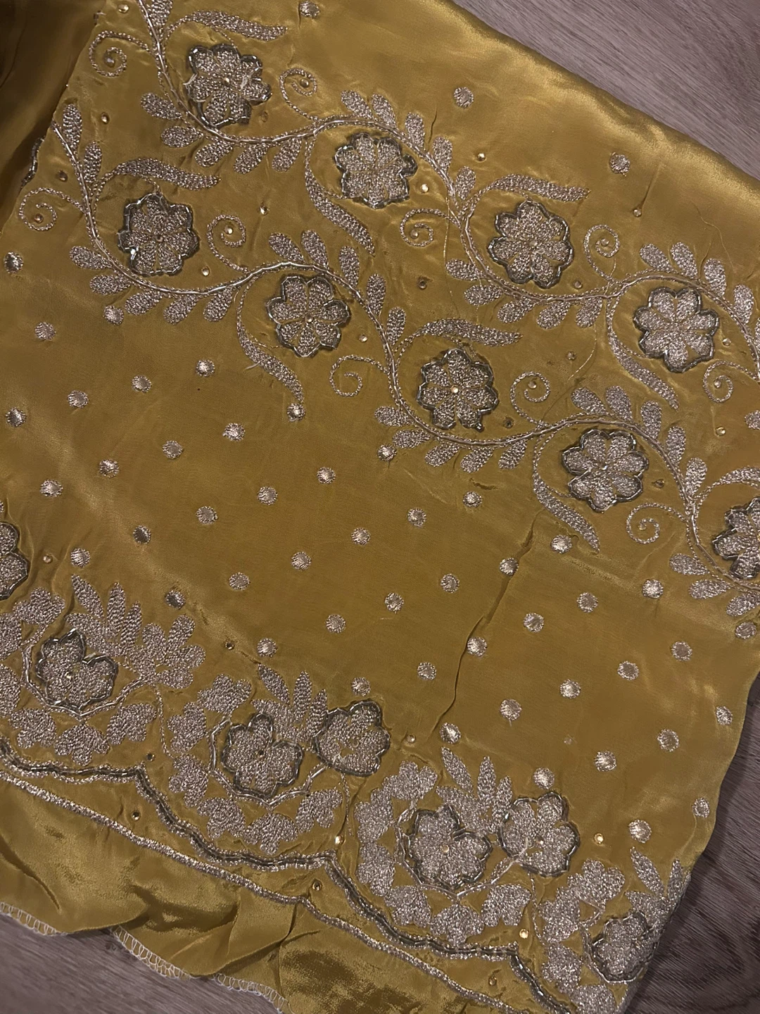 Unstitched suit with Dupatta with Silver Embroidery