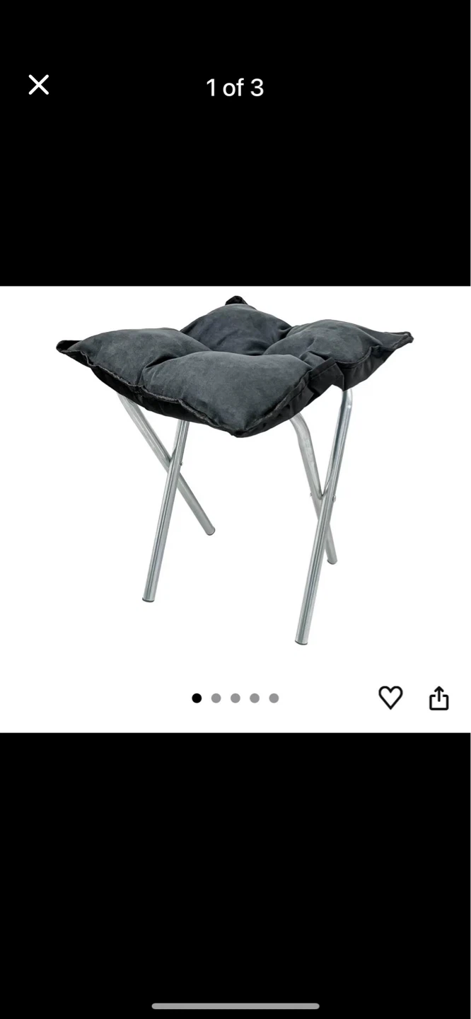 Black Padded Folding Stool