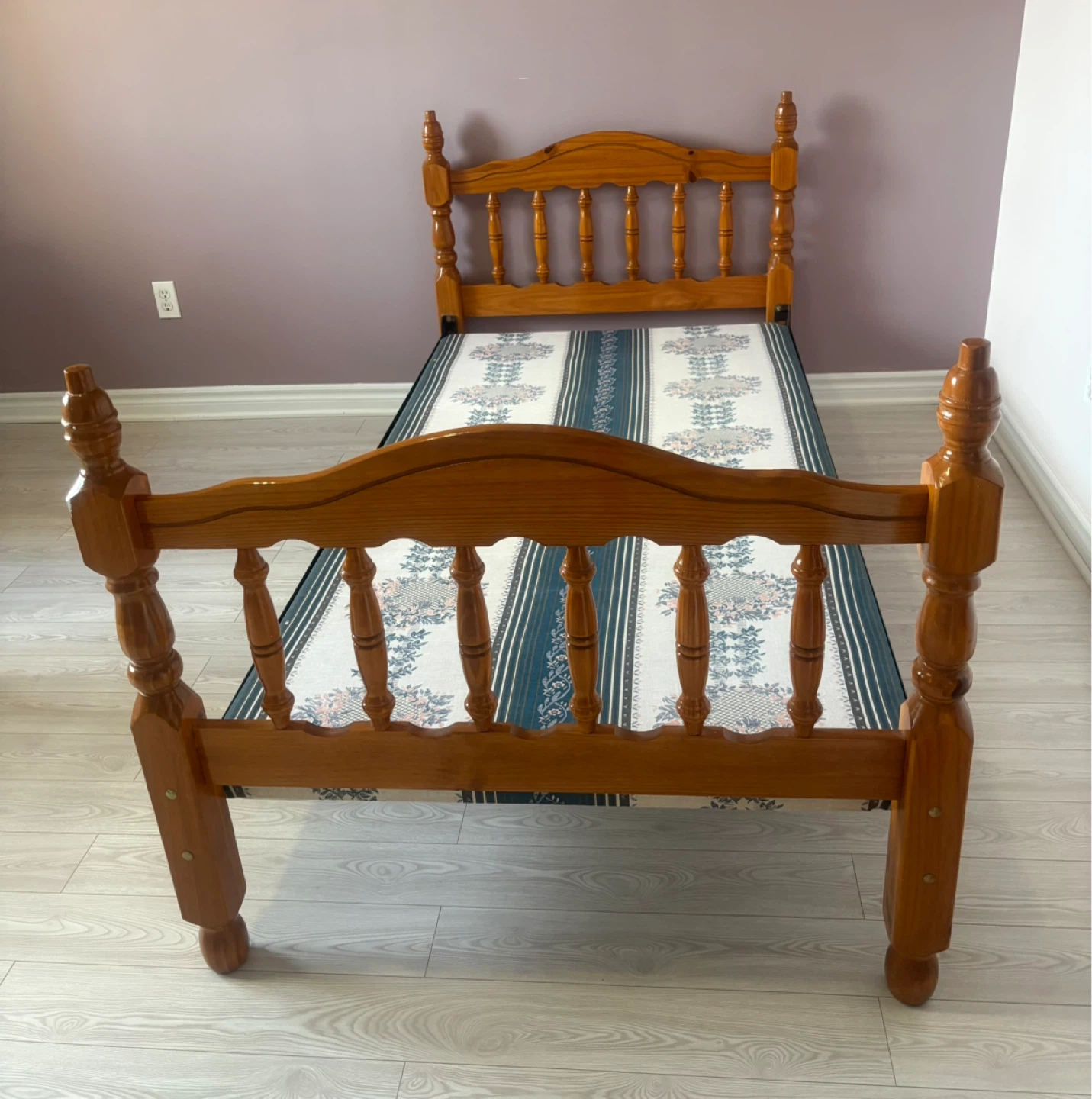 Wooden Twin Bed Frame with Mattress - photo 2