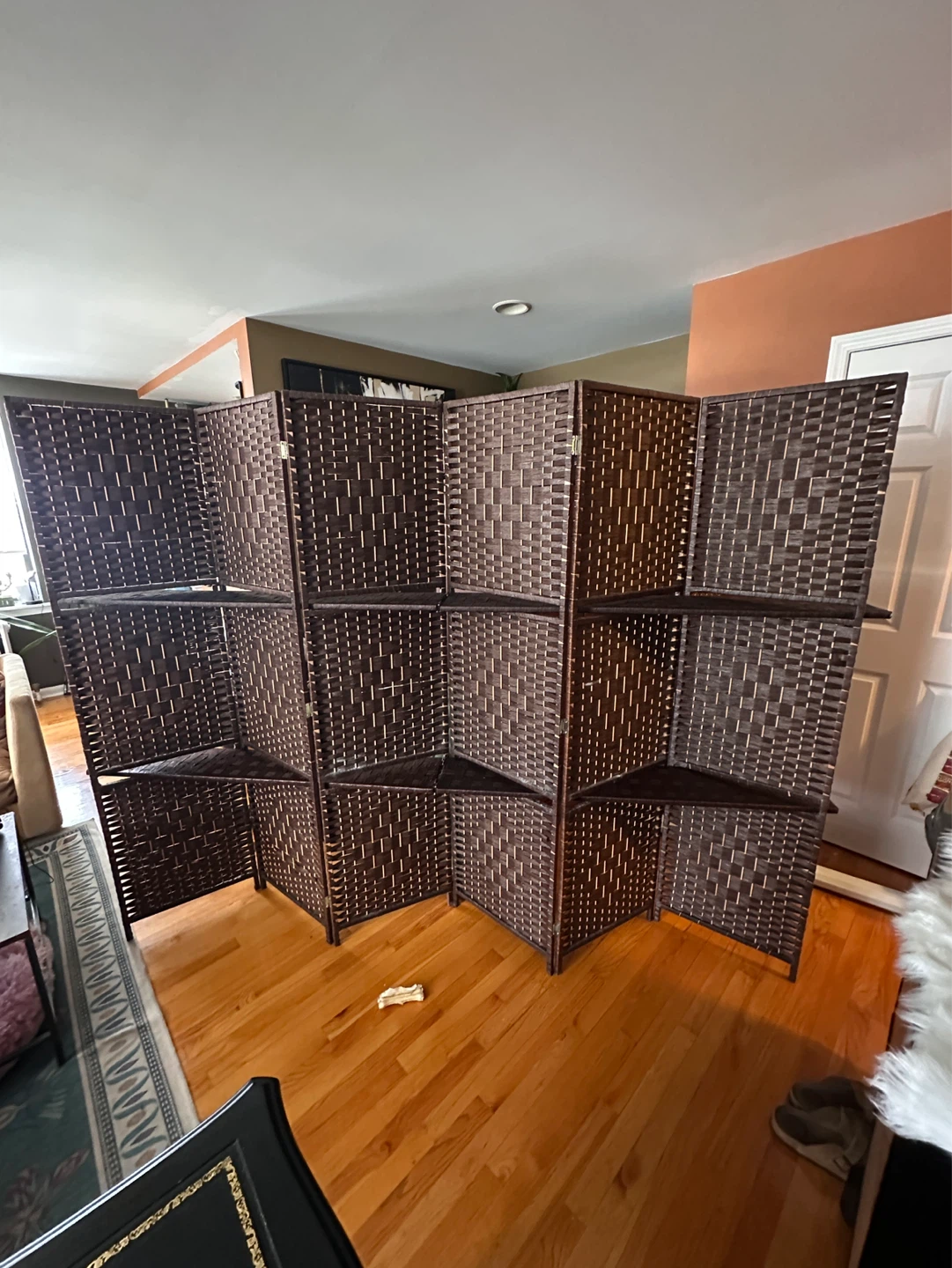 6-Panel Room Divider Screen with Shelves - photo 2