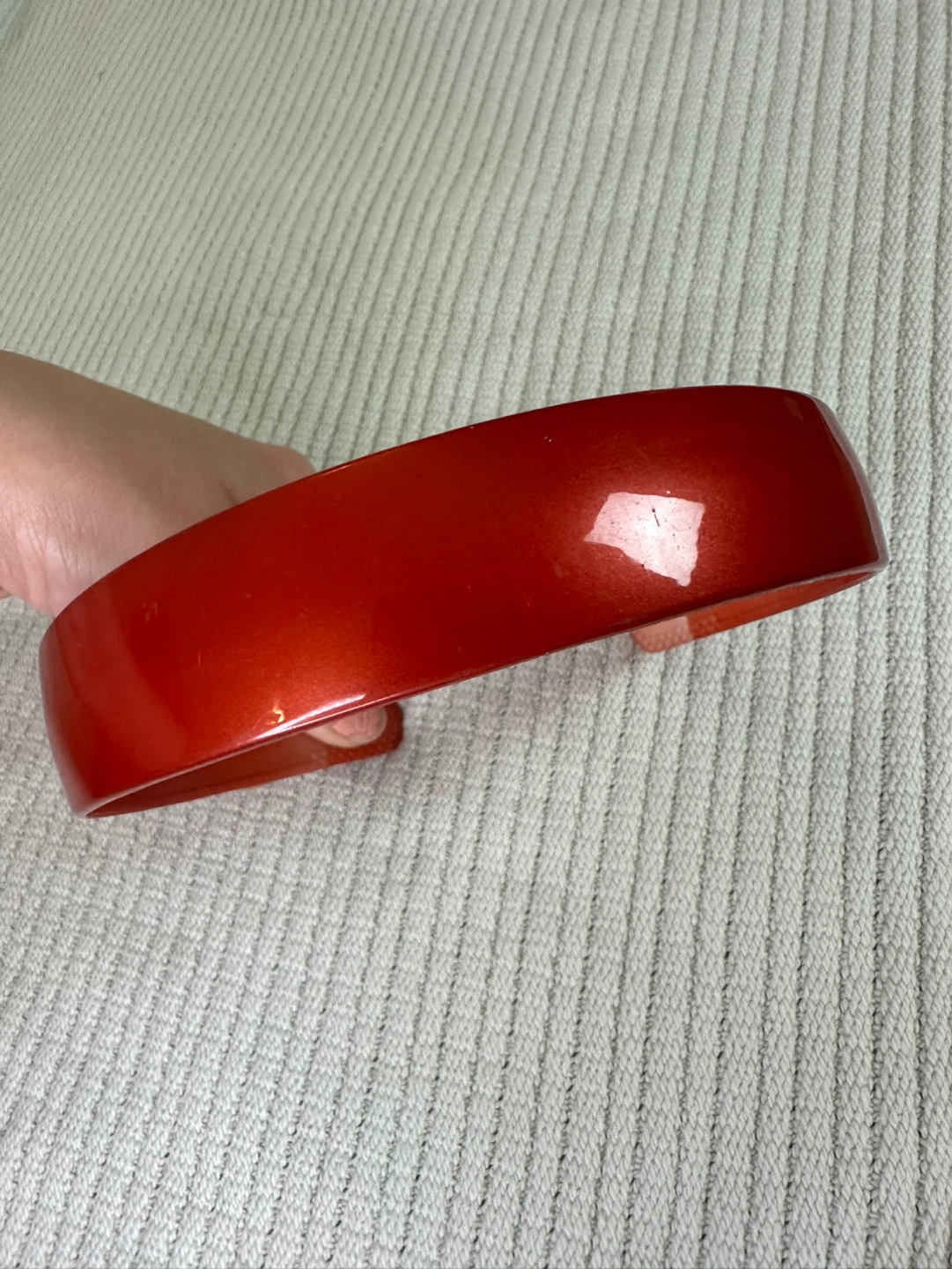 Red Solid Plastic Headband Retro Glossy