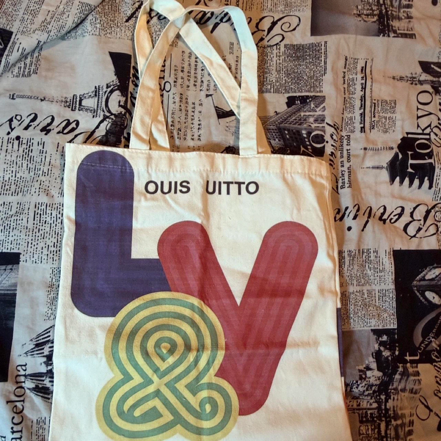 Canvas LV tote bag with zipper