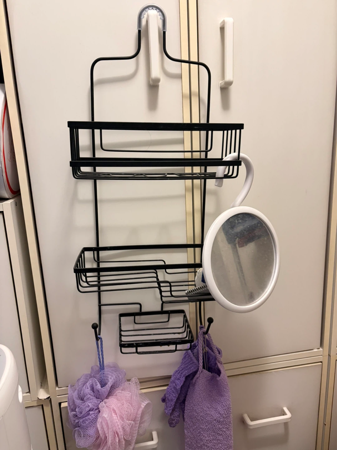 Black Shower Caddy with Mirror