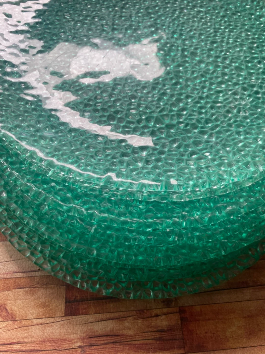 Set of 6 Textured Green Glass Plates