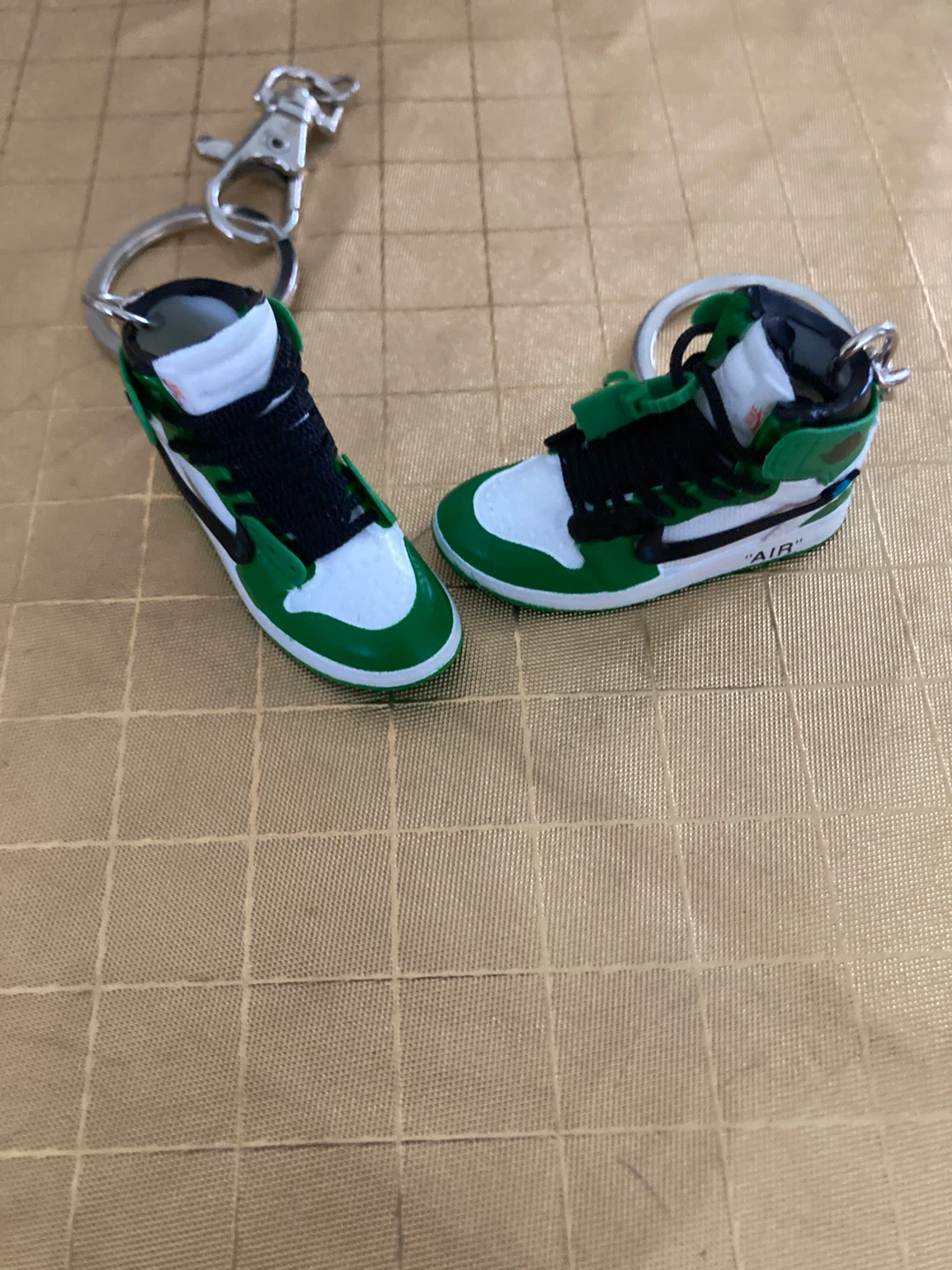 Green & White Sneaker Keychains (Pair)