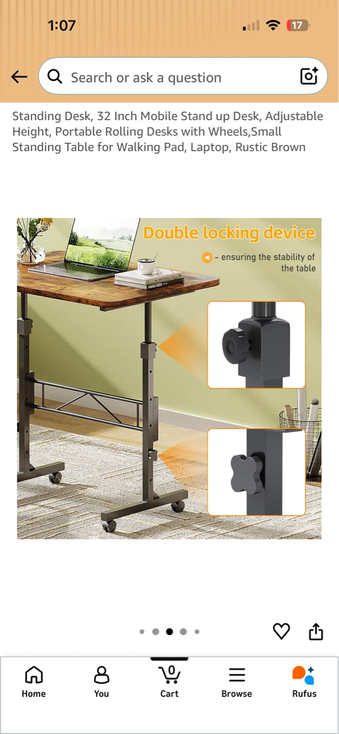 32 Inch Mobile Standing Desk with Wheels - photo 5