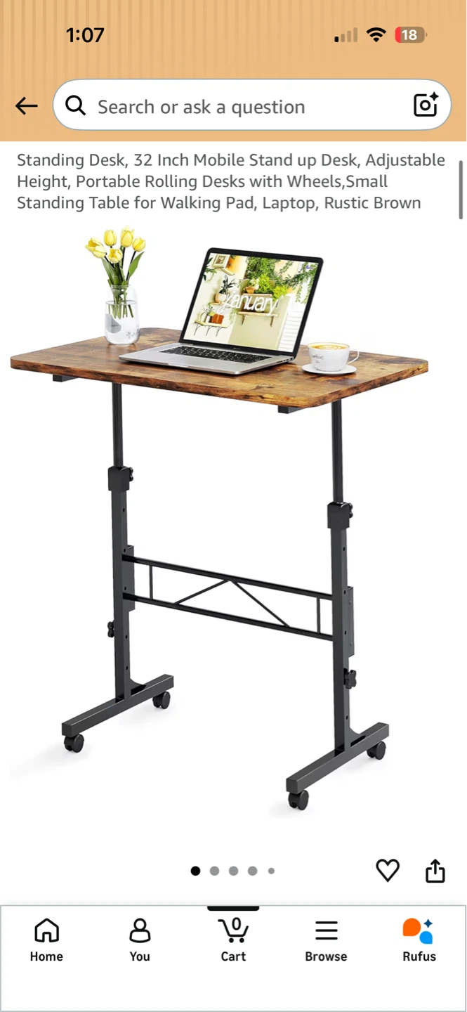 32 Inch Mobile Standing Desk with Wheels