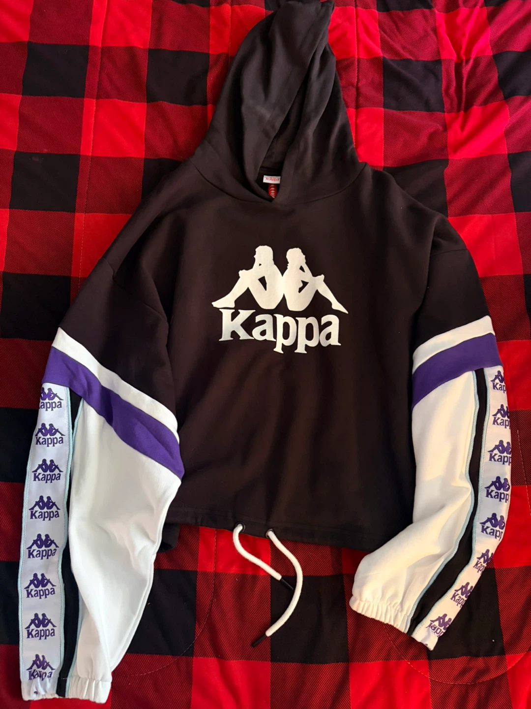 Kappa Cropped Hoodie with Logo Tape Sleeves