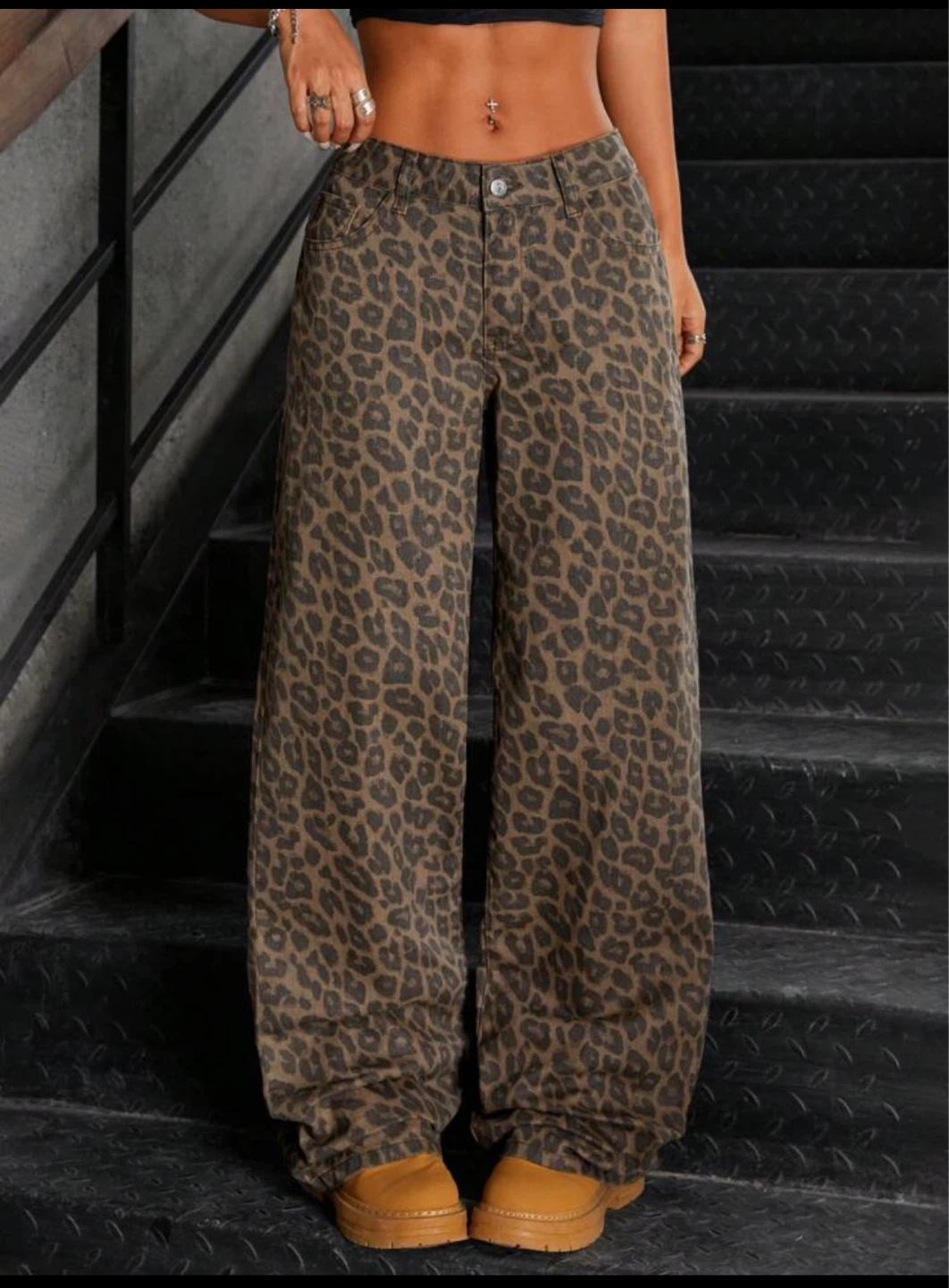 Leopard Wide Leg Jeans