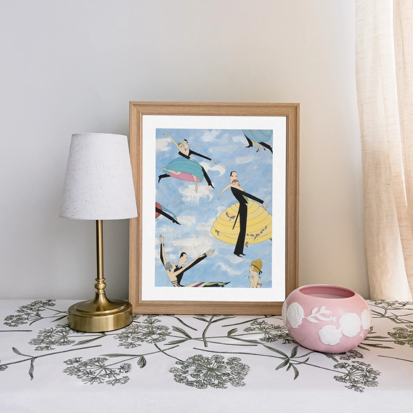 Whimsical Vintage Illustration Art Print with Frame
