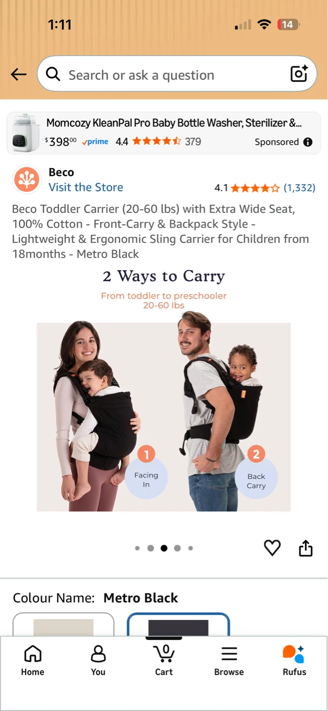 Beco Toddler Carrier - Metro Black - photo 3