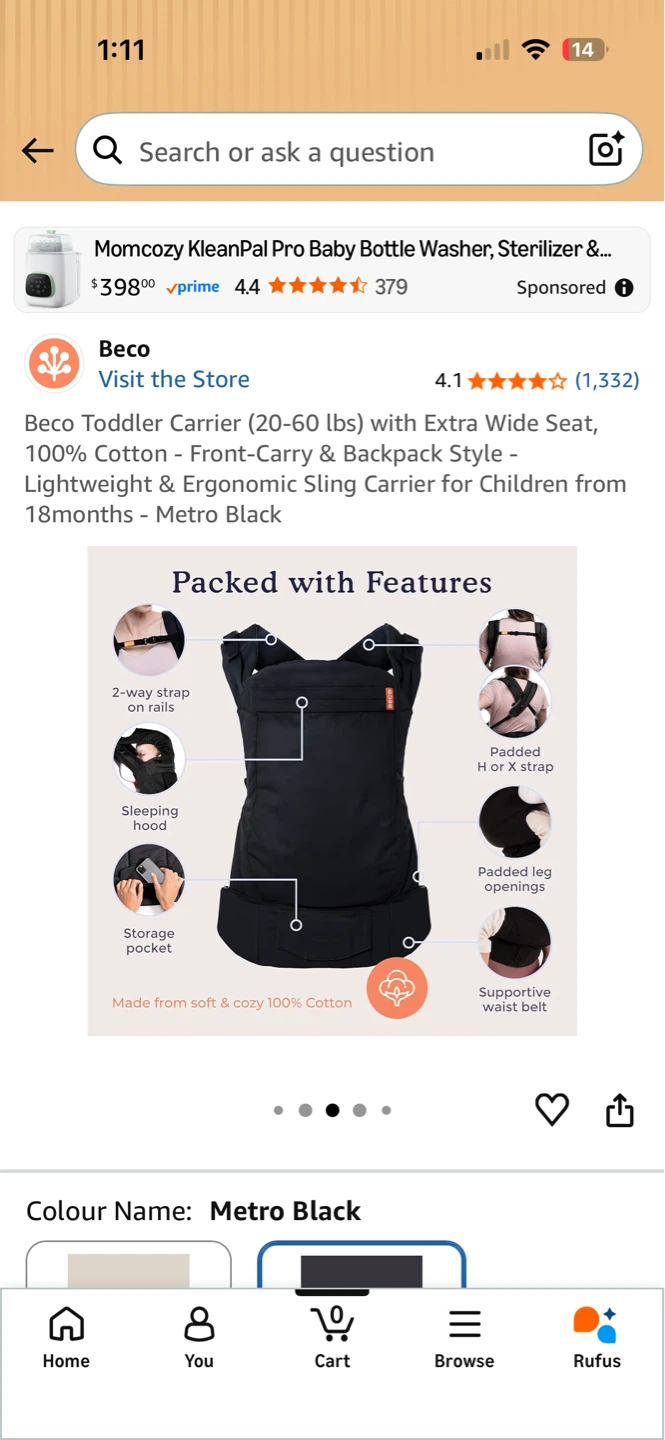 Beco Toddler Carrier - Metro Black - photo 4