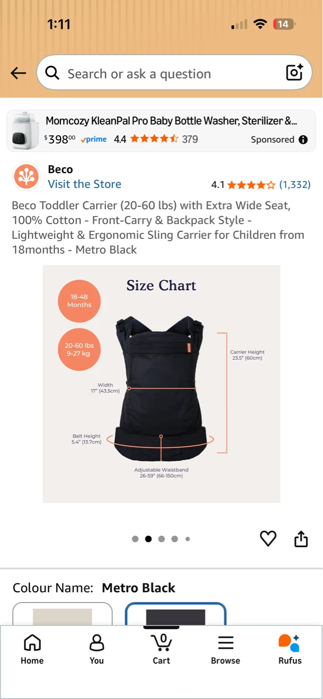 Beco Toddler Carrier - Metro Black - photo 2