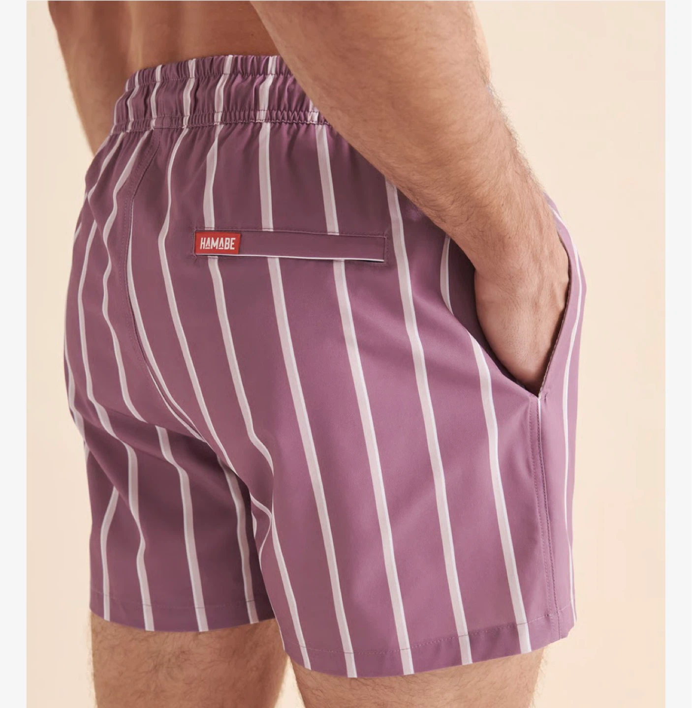 Hamabe Volley Purple and White Striped Drawstring Swimsuit XXL - photo 2