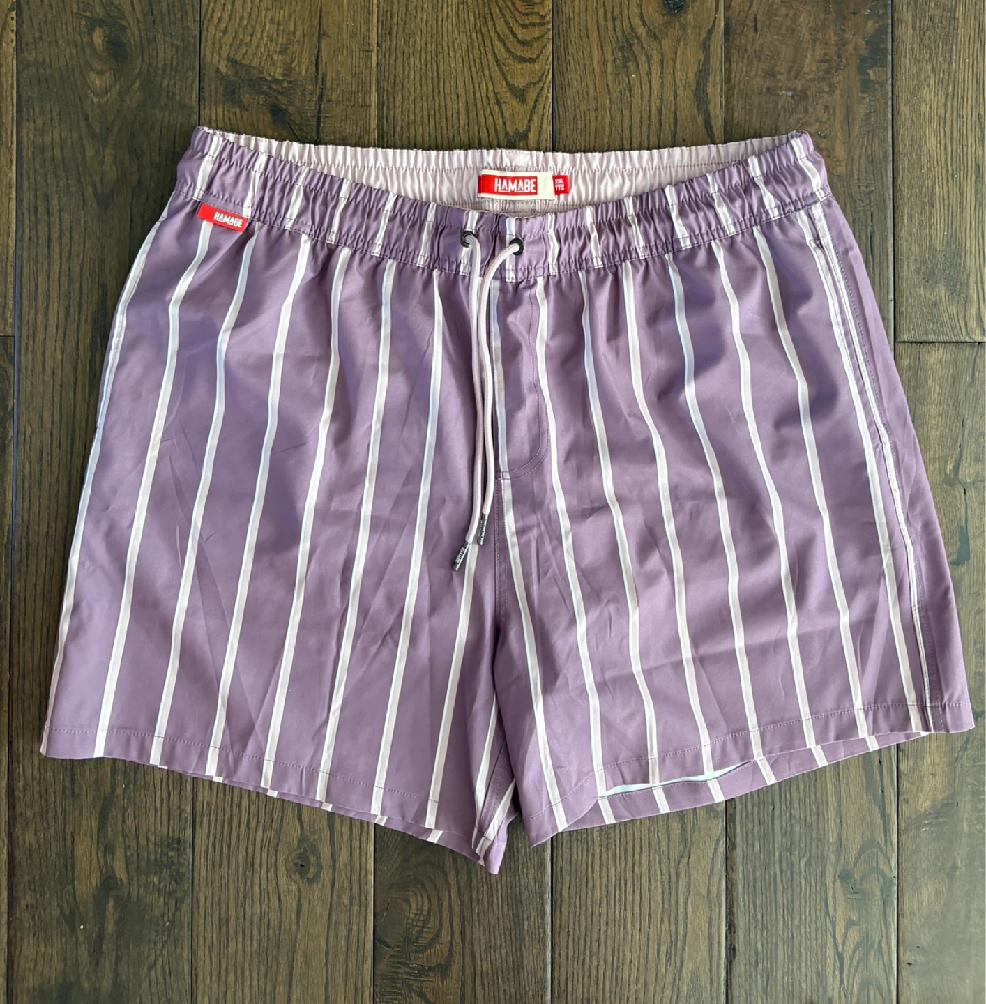 Hamabe Volley Purple and White Striped Drawstring Swimsuit XXL - photo 3