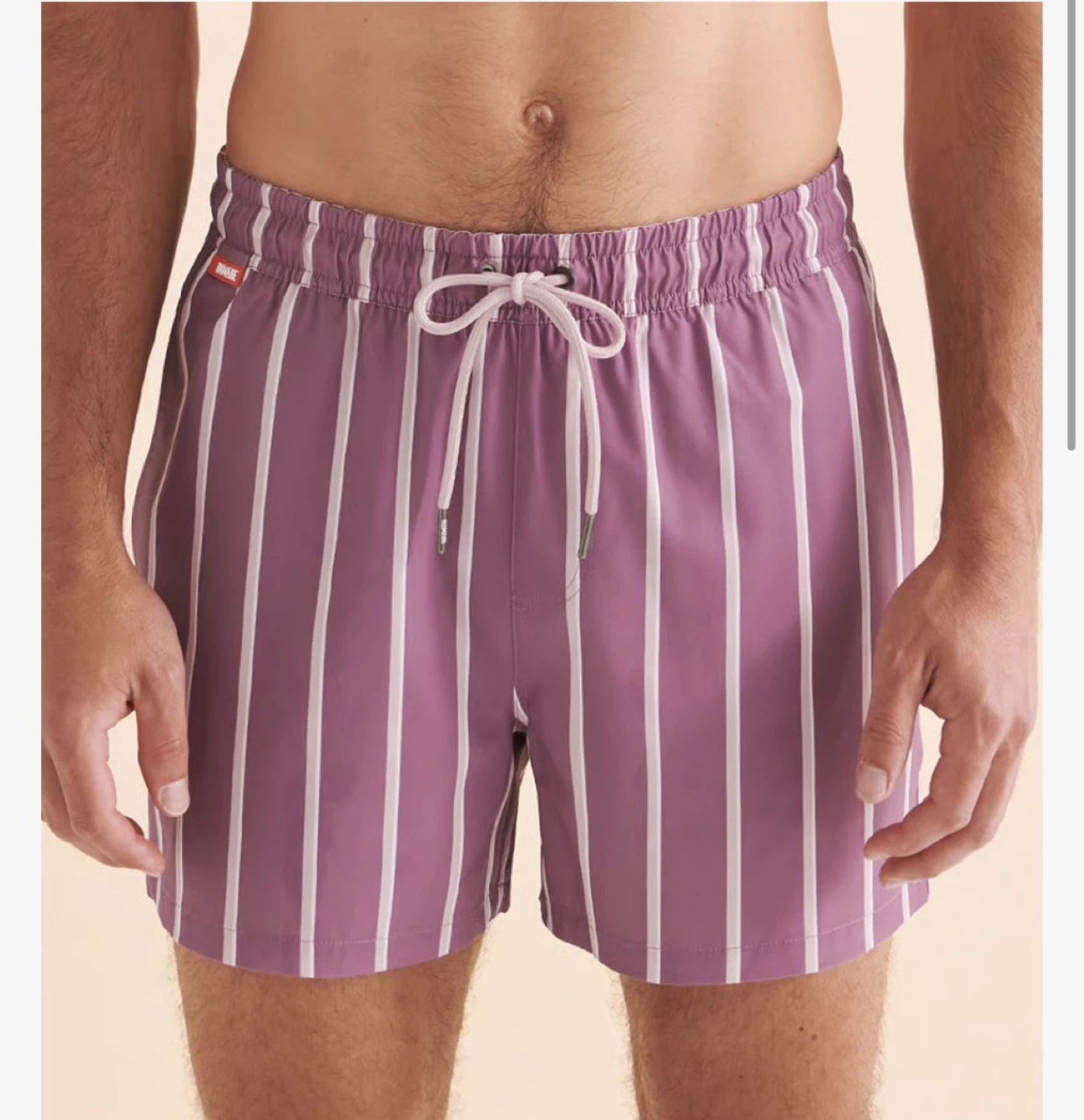 Hamabe Volley Purple and White Striped Drawstring Swimsuit XXL