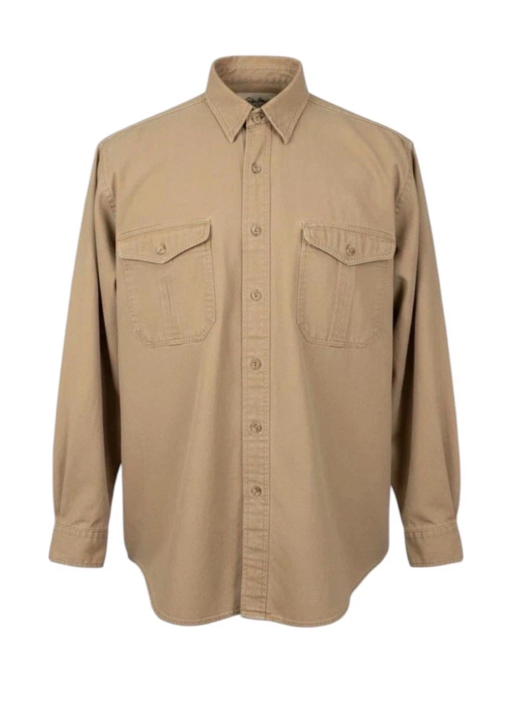 VTG Eddie Bauer Shirt Mens LARGE TALL  Elkhorn Khaki Made In USA