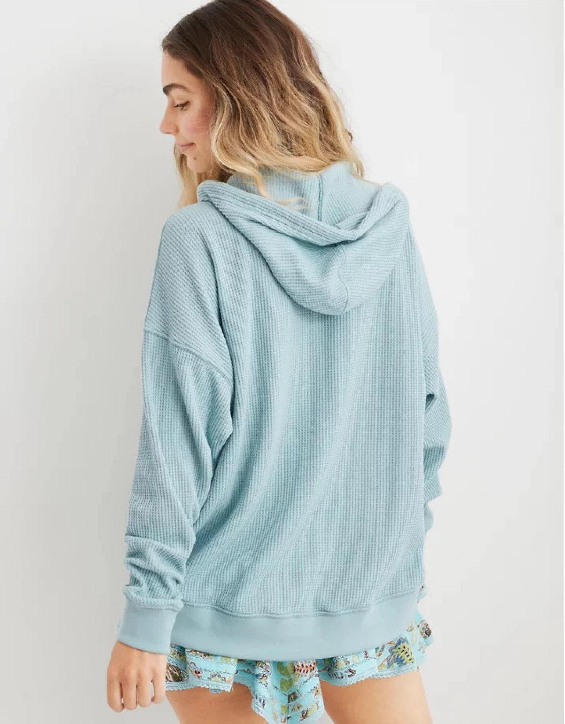 Aerie Cozy Waffle Hoodie oversized small