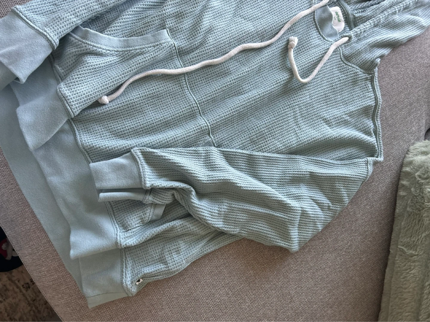 Aerie Cozy Waffle Hoodie oversized small - photo 5