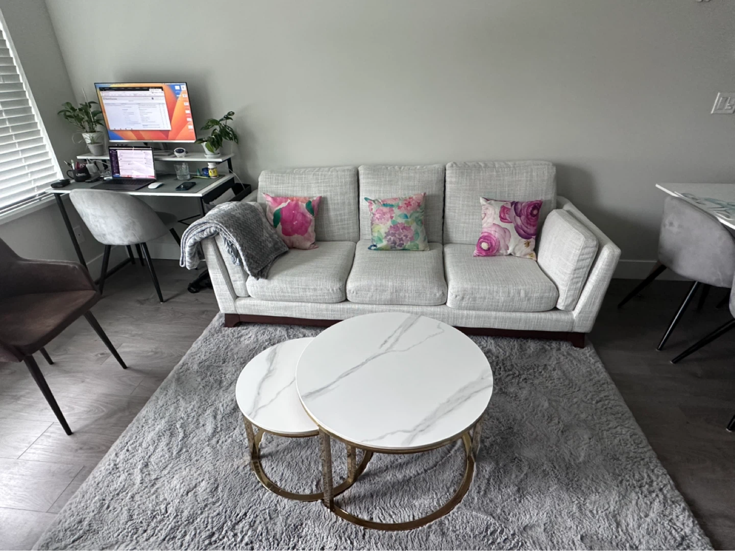 Cream Sofa with Wooden Base - photo 2