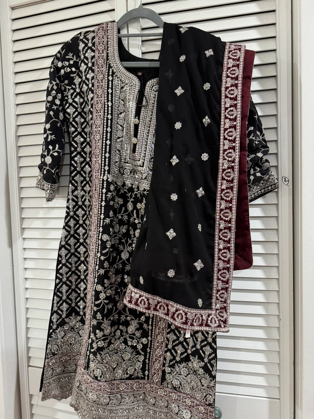 Embroidered Black Salwar Kameez with Dupatta - photo 2