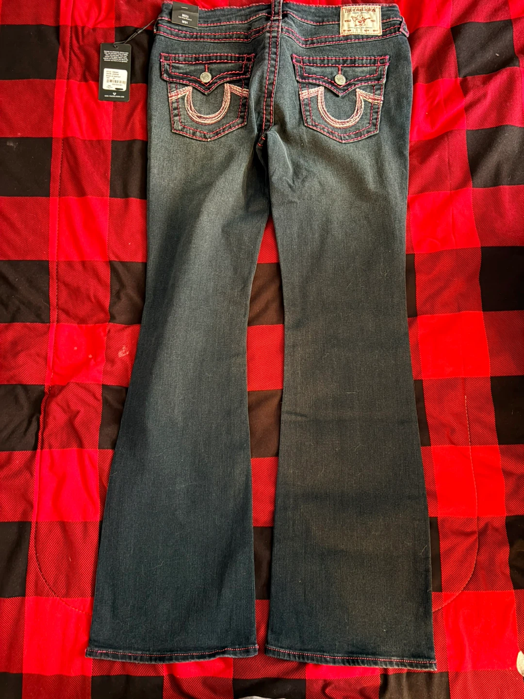 True Religion Flared Jeans Women's Size 31 Pink Stitching - photo 2
