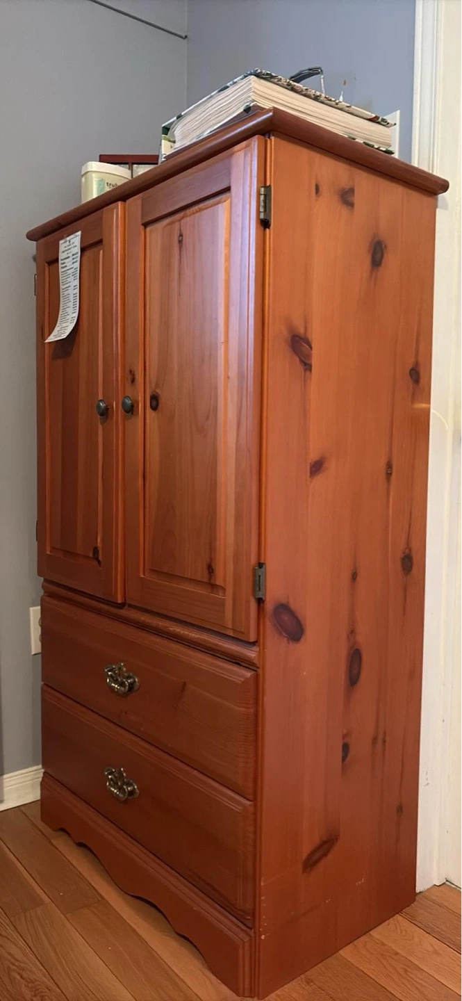 Pine Armoire with Drawers