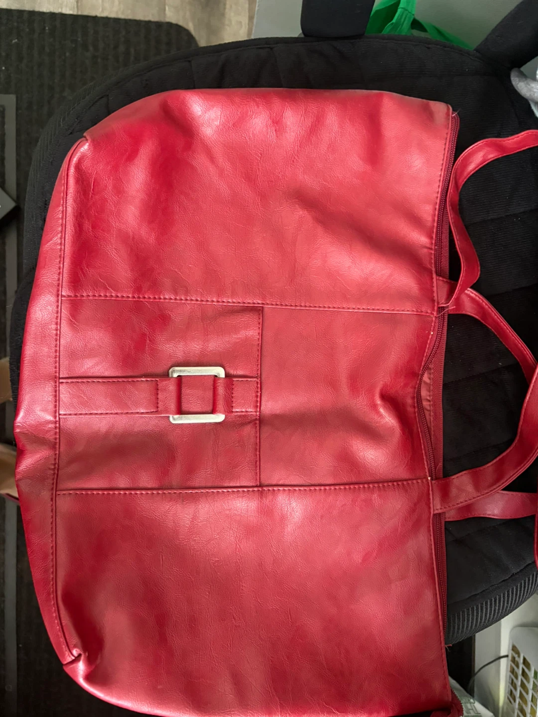 Red Faux Leather Shoulder Bag