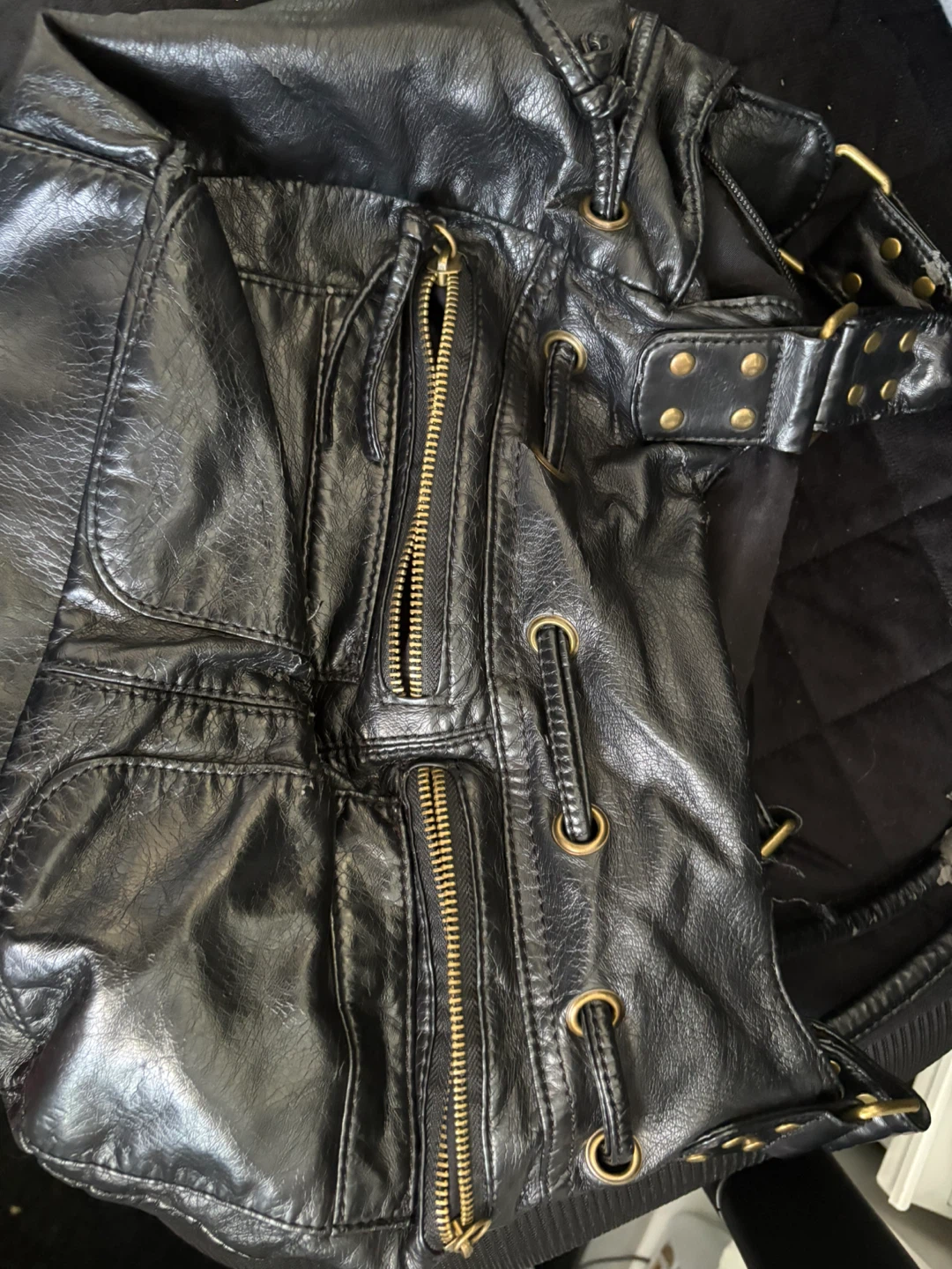 Black Faux Leather Handbag