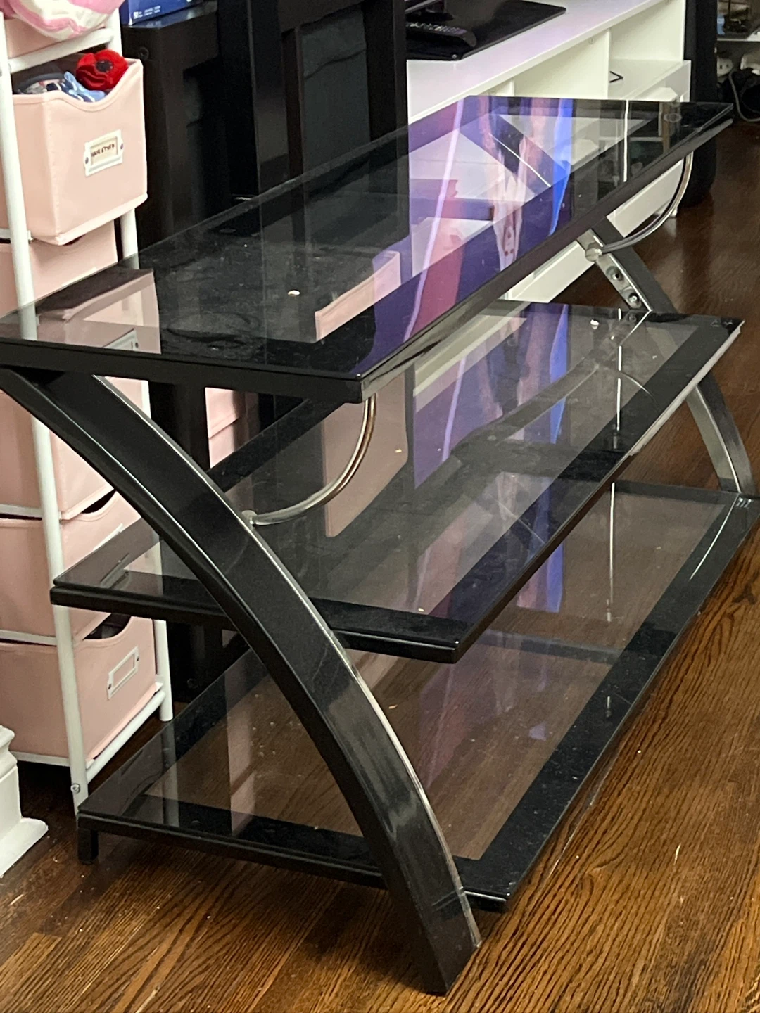 Black Glass 3-Tier Media Stand