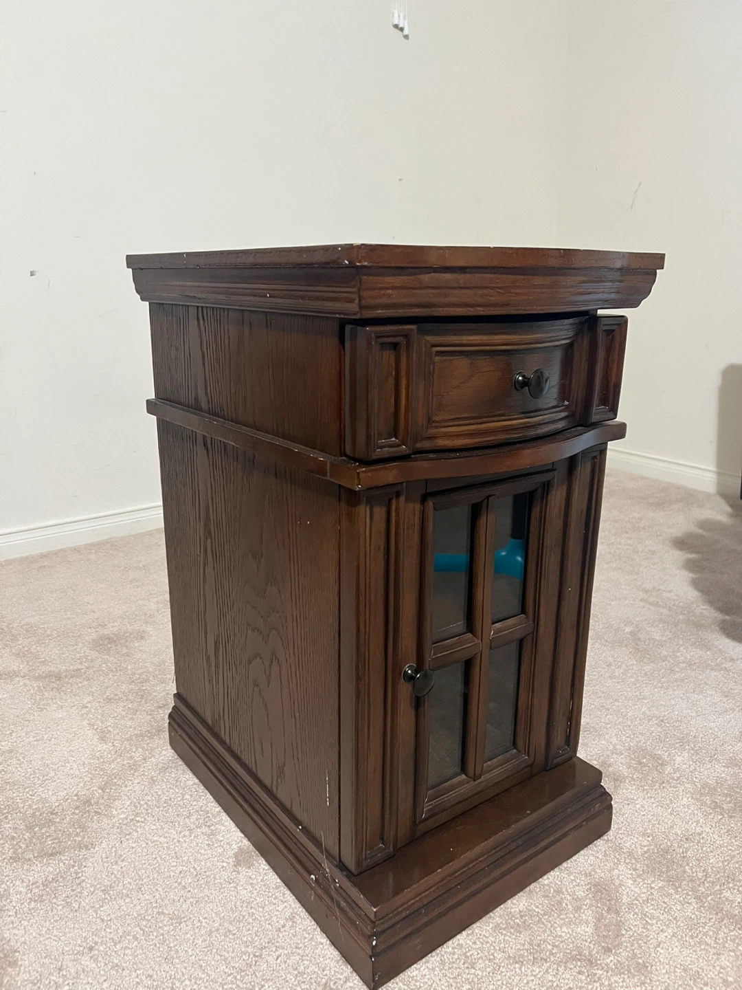 Wooden Side Table with Drawer and Cabinet - photo 3