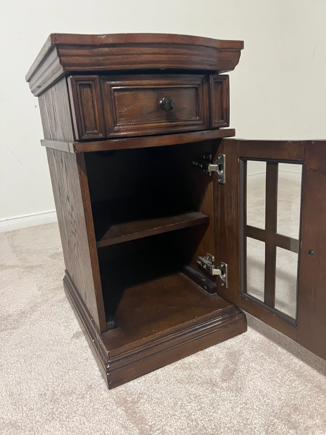 Wooden Side Table with Drawer and Cabinet - photo 2