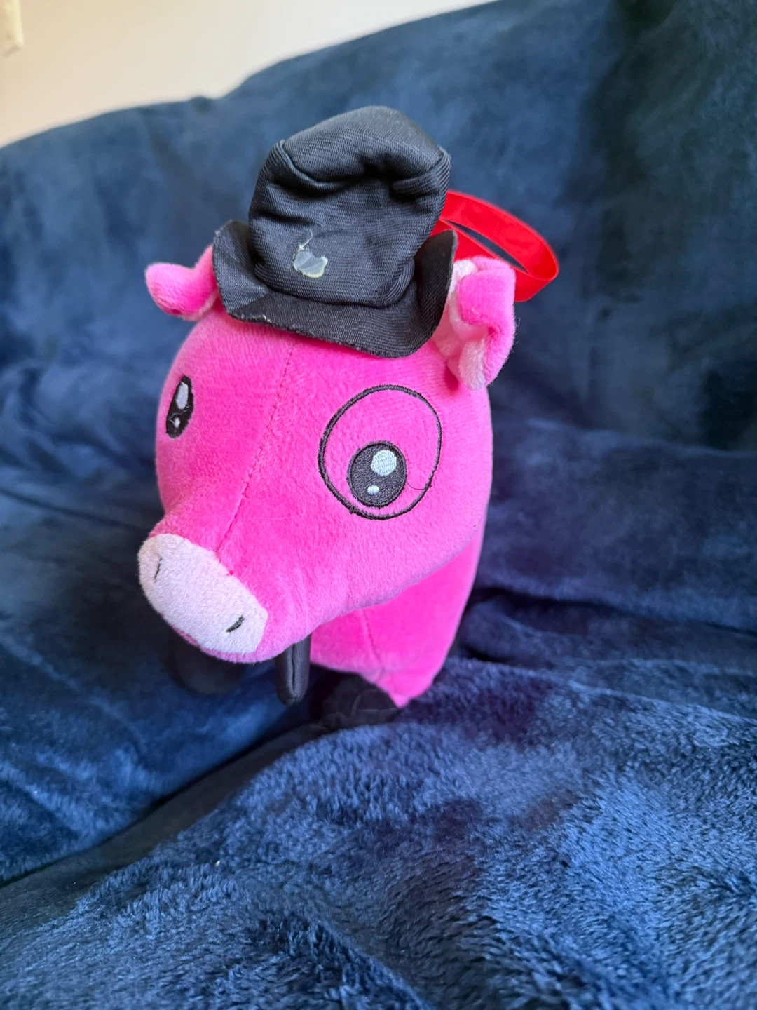 Pink Pig Plush Toy with Black Hat