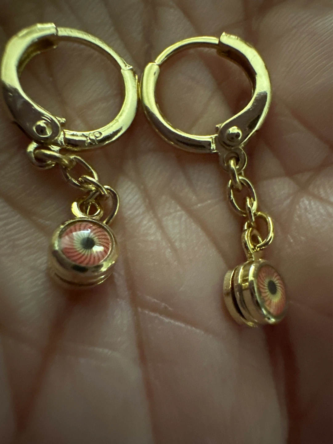 Gold laminated Evil Eye Hoop Earrings