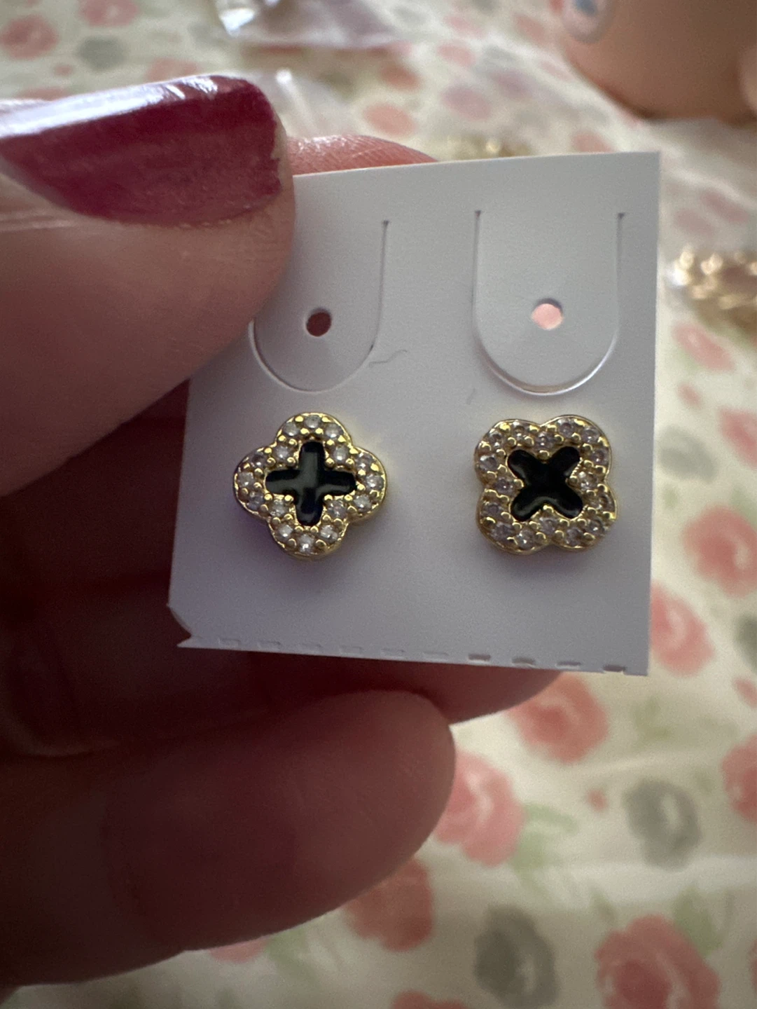 14k laminated Clover Stud Earrings