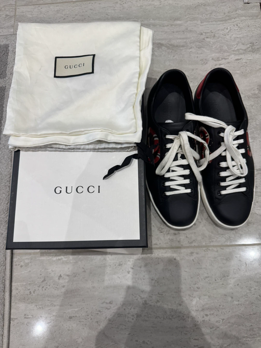 Gucci Snake Leather Sneakers - photo 4