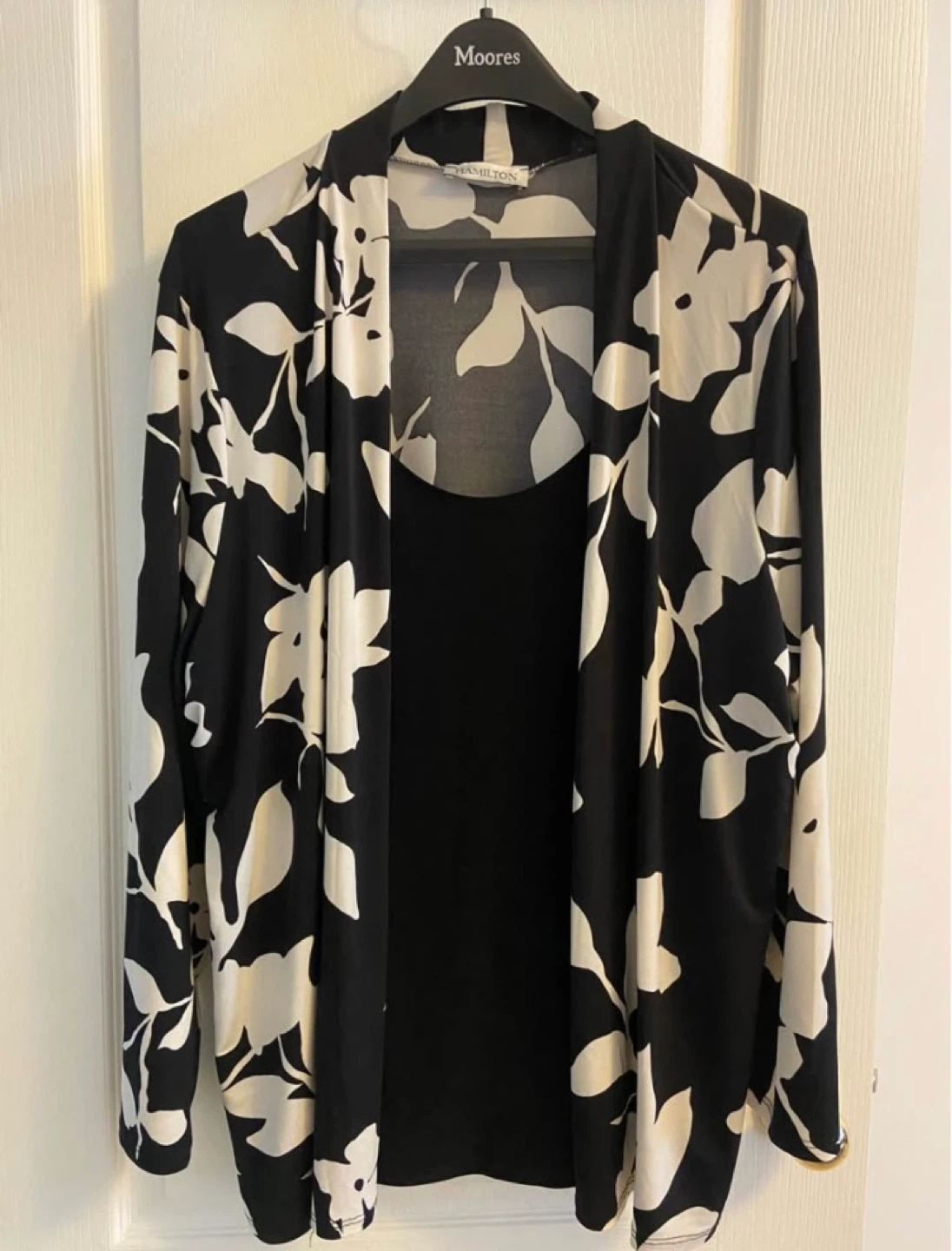 Hamilton Women's Black Floral Print Cardigan Top Size 2X