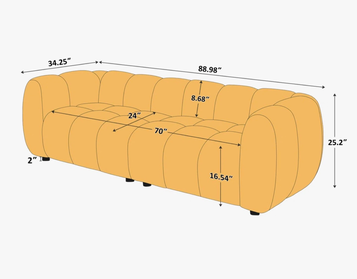 New modern upholstered sofa 88” sofa - photo 4