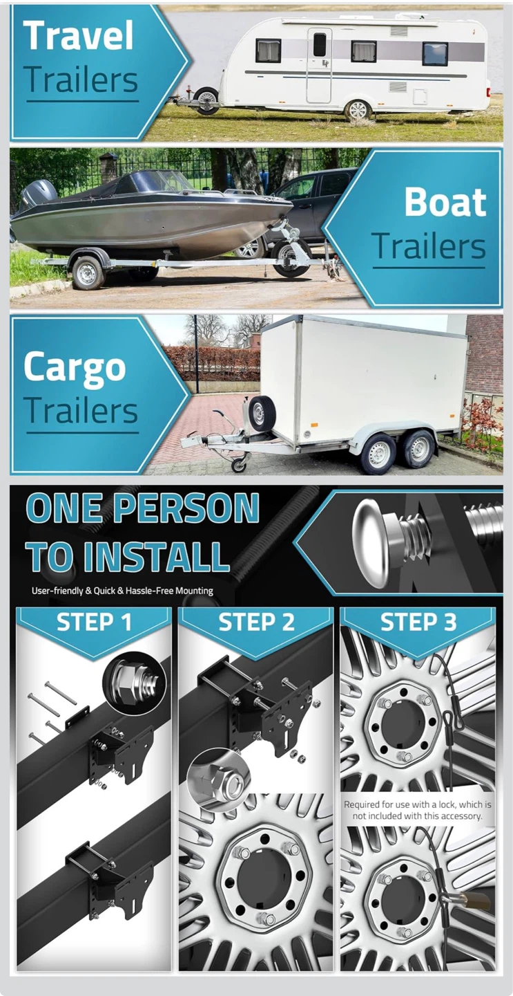 PAULINN Spare Tire Carrier – Trailer/Boat/RV Mount