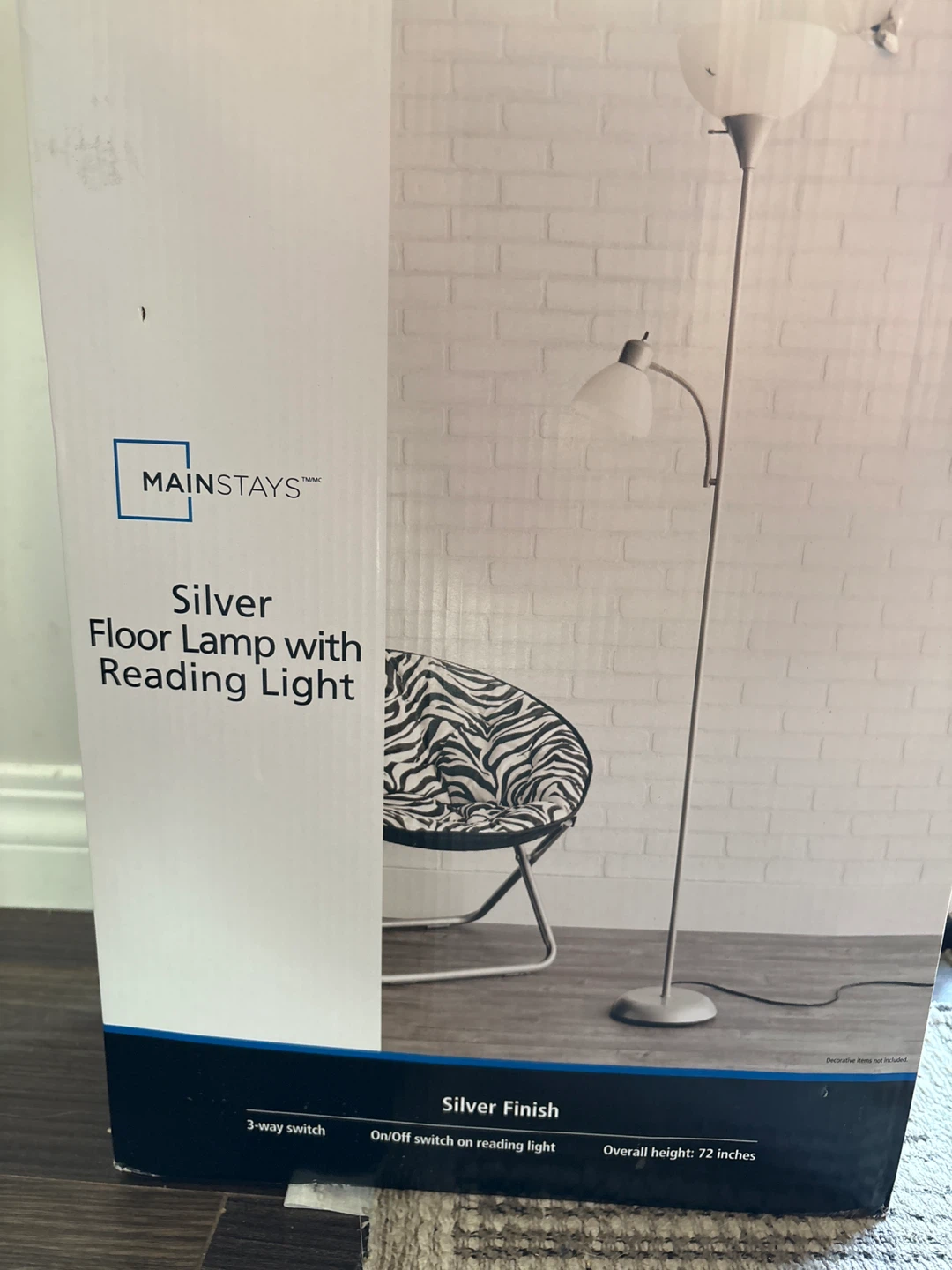 Mainstays Silver Floor Lamp with Reading Light