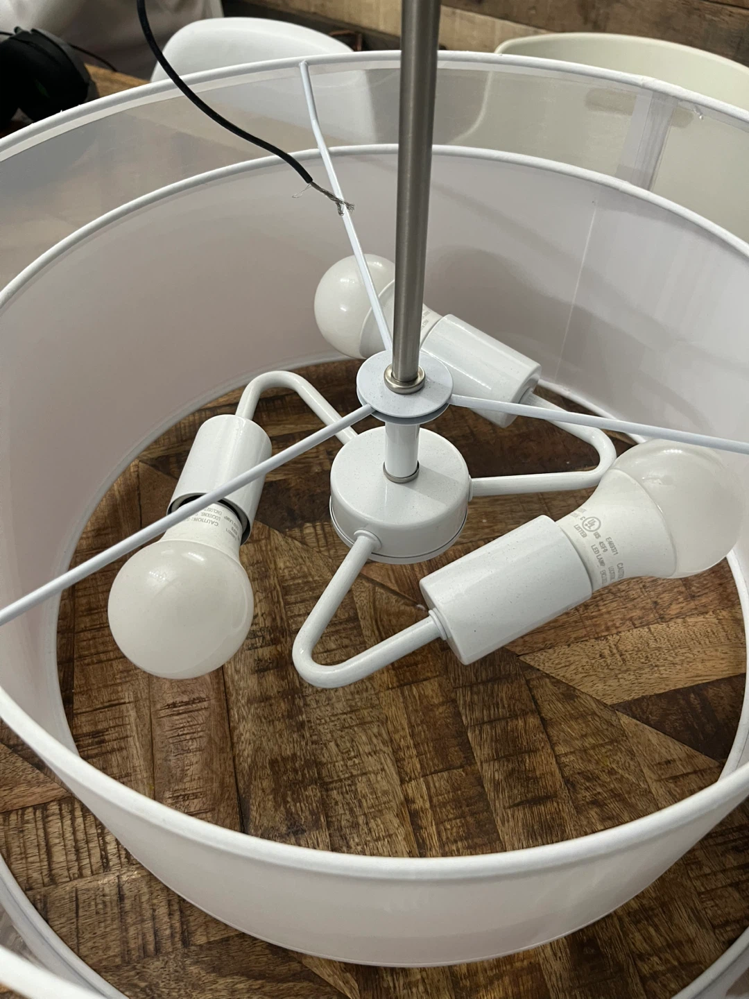 White Drum Pendant Light Fixture - photo 2