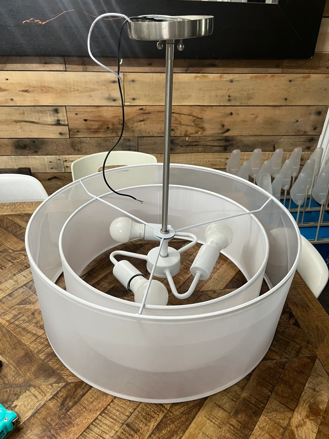 White Drum Pendant Light Fixture