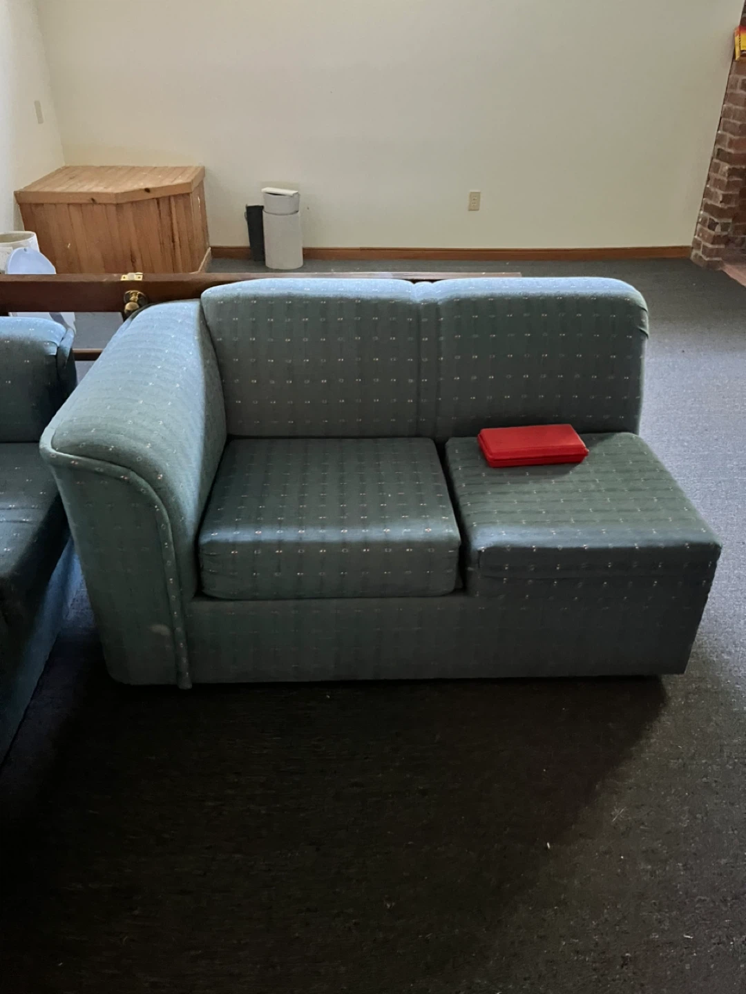 Blue Sectional Couch with Pattern - photo 2