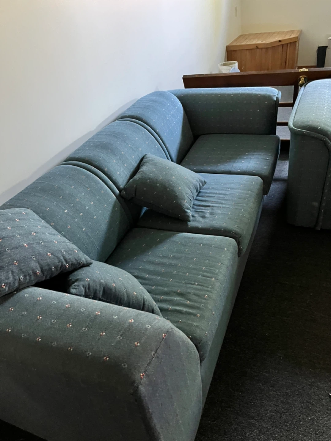 Blue Sectional Couch with Pattern