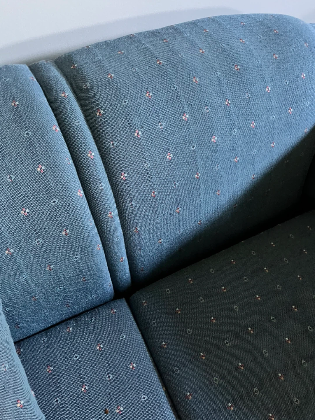 Blue Sectional Couch with Pattern - photo 3