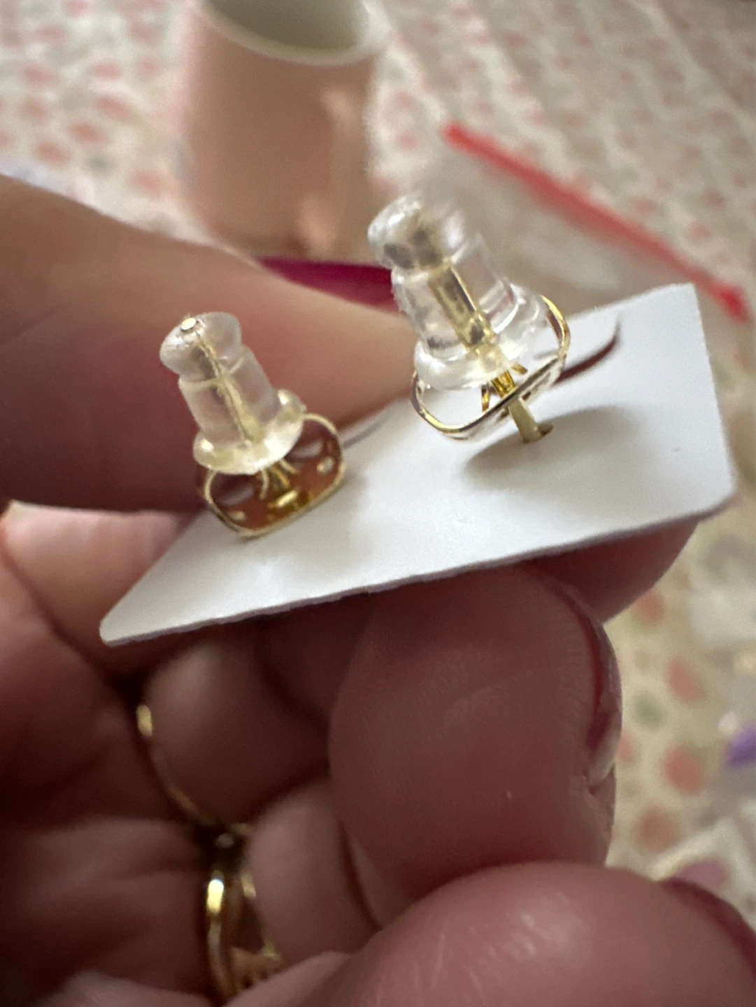 14k laminated Red Clover Stud Earrings - photo 2